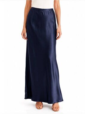 Vintage Satin Navy Evening Skirt by Papell Boutique Glam Regal Designer - 6